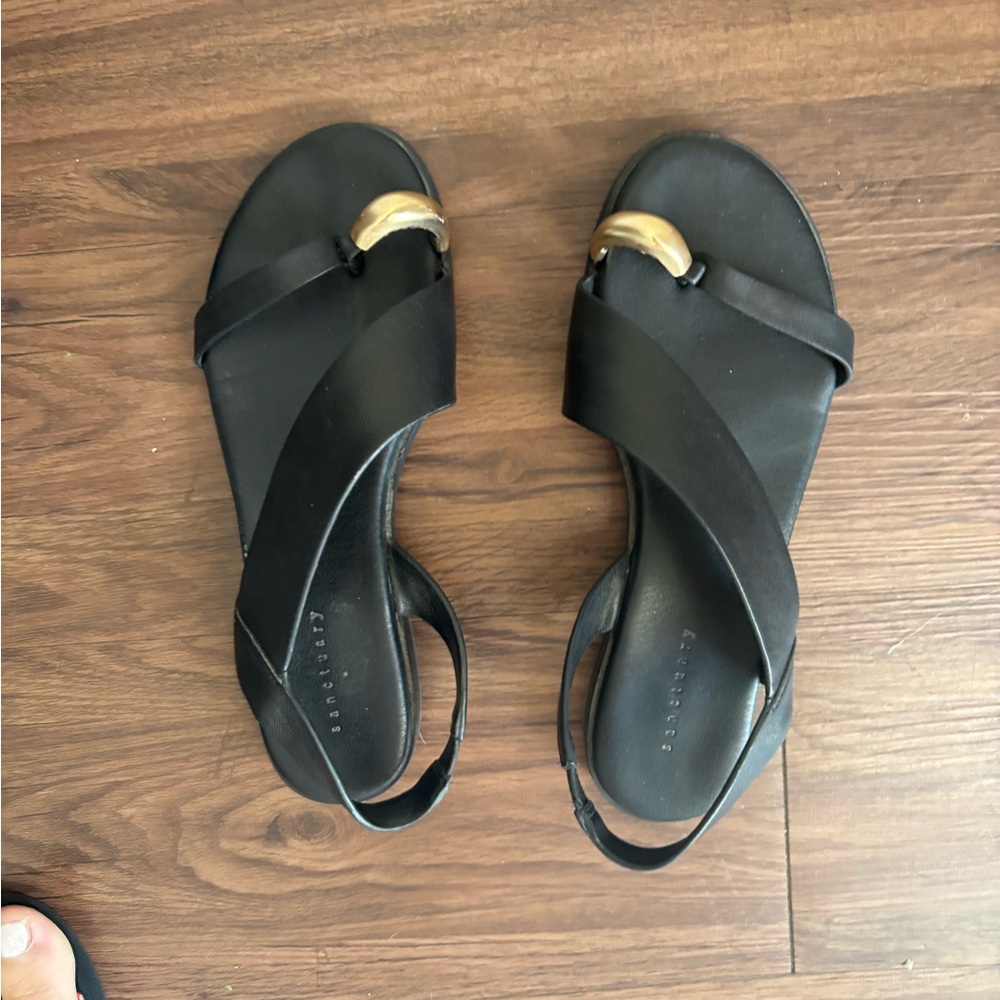 Black Sandals with Gold Accent